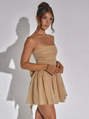 Vestido Curto Sem Alças de Brilho Glam Luxo