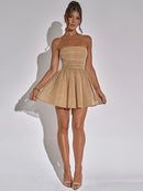 Vestido Curto Sem Alças de Brilho Glam Luxo