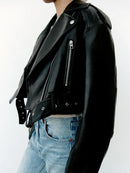 Jaqueta de Couro Preta Feminina - Biker