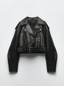 Jaqueta de Couro Preta Feminina - Biker