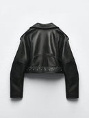 Jaqueta de Couro Preta Feminina - Biker