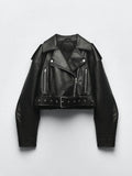 Jaqueta de Couro Preta Feminina - Biker
