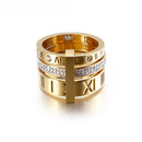 Anel Triplo Algarismo Romano Banhado em Ouro 18K